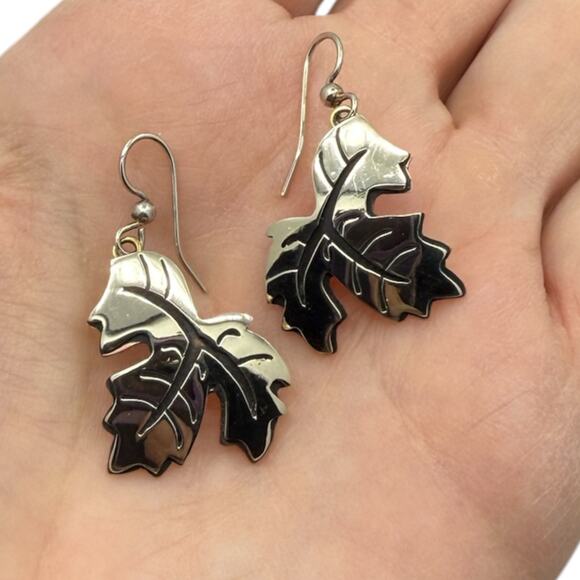 Far Fetched Autumn Grape Leaf Earrings Vintner Wine Sommelier Dangle Earrings - Picture 5 of 6
